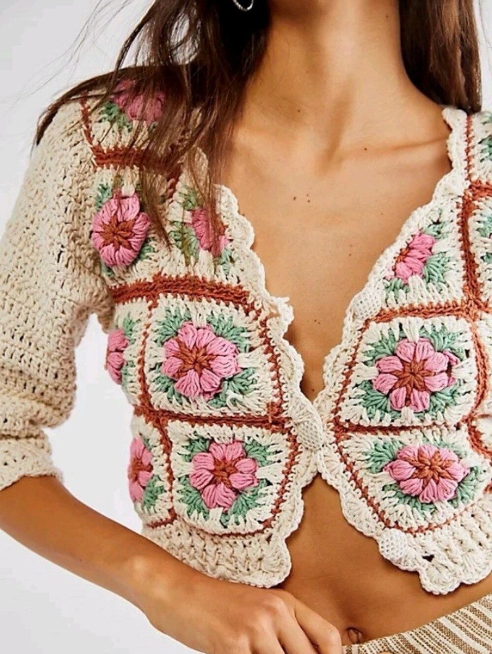 Tach Nuria Hand Knit Crotched Cardigan Sweater Size XS